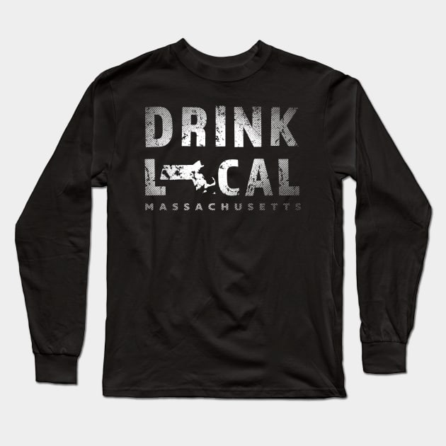 Massachusetts Beer - Drink Local MA Design Long Sleeve T-Shirt by Get Hopped Apparel